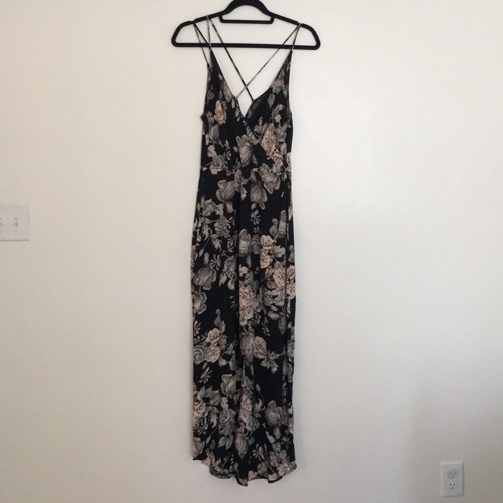 Black Floral Midi Dress